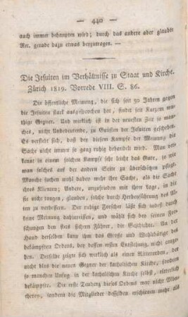 440-448 [Rezension] Escher, Heinrich, Die Jesuiten im Verhältnisse zu Staat und Kirche