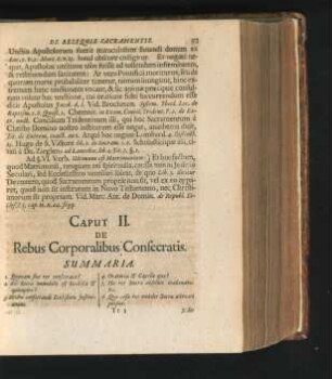 Caput II. De Rebus Corporalibus Consecratis.