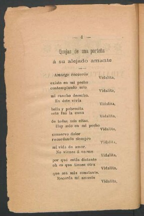 Quejas de una porteña á su alejado amante