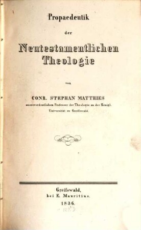Propädeutik der neutestamentlichen Theologie