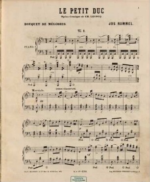 Le petit duc : bouquet de mélodies. 1. [circa 1870]. - 11 S. - Pl.Nr. 12385.