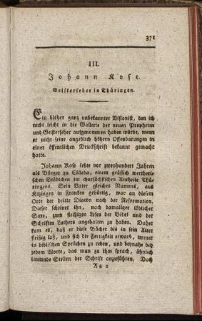 III. Johann Rose, Geisterseher in Thüringen.
