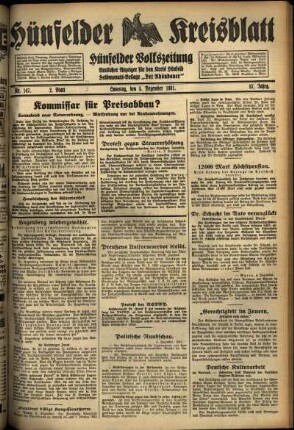 Zweite Ausgabe vom Samstag, den 05. Dezember 1931.