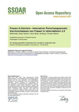 Frauen in Karriere - innovativer Forschungsansatz: Karrierechancen von Frauen in Unternehmen 2.0