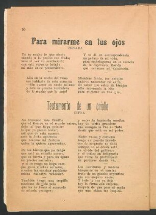 Para mirarme en tus ojos : Tonada