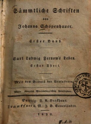 Sämmtliche Schriften. 1, Carl Ludwig Fernow's Leben ; Theil 1