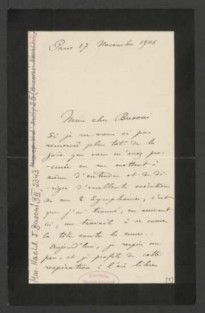 Brief an Ferruccio Busoni : 17.11.1906