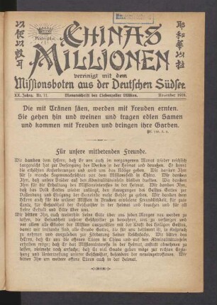 XX. Jahrg. Nr. 11. November 1919