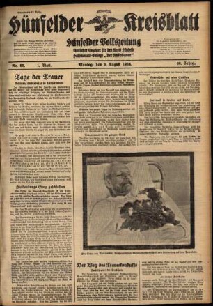 Erste Ausgabe vom Montag, den 06. August 1934.