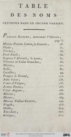 Table des noms