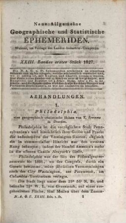 Neue allgemeine geographische und statistische Ephemeriden. 23. 1827