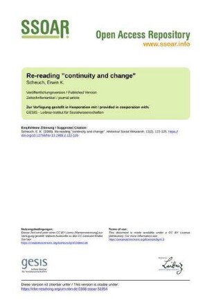 Re-reading "continuity and change"