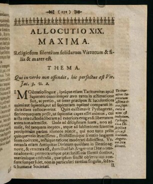 151-159, Allocutio XIX. Maxima. Religiosum silentium solidarum Virtutum & filia & mater est