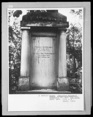 Grabstein von Moses Goldmann (gestorben 1927.10.11) und Ida Goldmann (gestorben 1918.12.16)