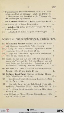 Aquarelle, Handzeichnungen, Pastelle usw. (Nr. 115-179a)