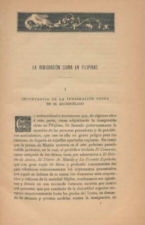I. Importancia de la inmigración china en el archipiélago