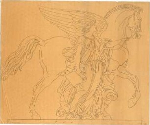 Lange, Ludwig; weibliche Figur mit geflügeltem Pferd - Ansicht