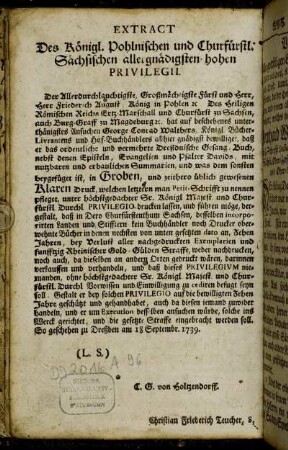 Extract Des Königl. ... Privilegii