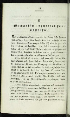 6. Mechanisch-hypothetischer Gegensatz