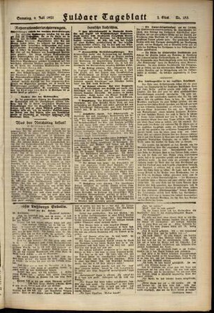 Zweite Ausgabe vom Samstag, den 09. Juli 1921.