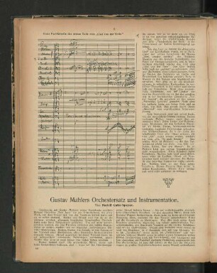 Gustav Mahlers Orchestersatz und Instrumentation. Von Rudolf Cahn-Speyer.