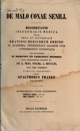 De malo coxae senili : (Diss. inaug.)
