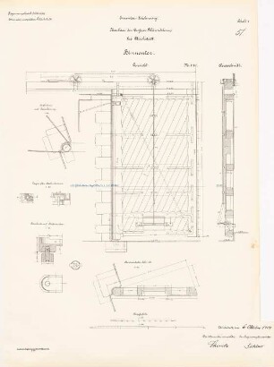 Große Rhinschleuse, Glückstadt: Binnentor: Ansicht, Schnitte, Details 1:20, 1:10