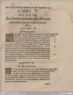 SECTIO XIII. CAPUT I - II