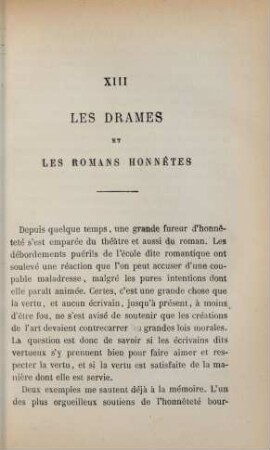XIII. Les drames et les romans honnêtes