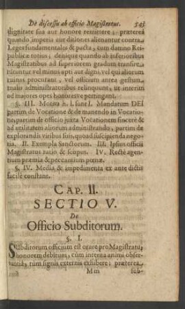 [...] Sectio V. De Officio Subditorum.