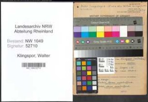 Entnazifizierung Walter Klingspor , geb. 28.03.1887 ()