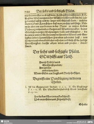 Der sechs und sechtzigste Psalm. Gott hilfft aus Noth
