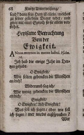 Heylsame Betrachtung Von der Ewigkeit.