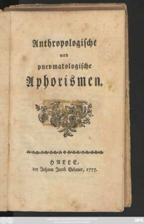 Anthropologische und pnevmatologische Aphorismen