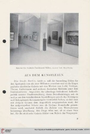 Aus dem Kunstleben