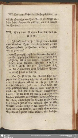 XVI. Von dem Nutzen der Auffangespitzen