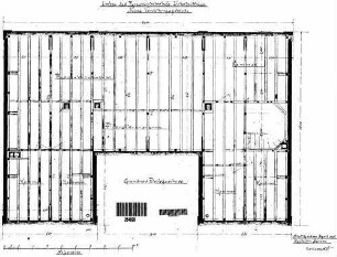 Stuttgart-Untertürkheim Pbf: Empfangsgebäude Verwaltungsgebäude Grundriß Dachgeschoß (mit Gebälk)