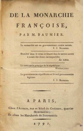 De la monarchie françoise