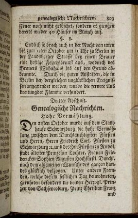 Dritter Abschnitt. Genealogische Nachrichten.