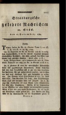 99. Stück, den 11. December, 1784.