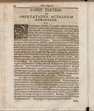 Caput Tertium De Imputatione Actionum Humanarum.