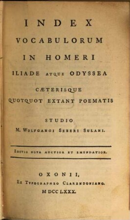 Index vocabulorum in Homeri Iliade et Odyssea occurrentium