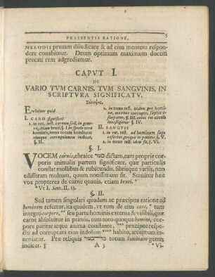 Caput I. De Vario Tum Carnis, Tum Sanguinis, In Scriptura Significatu