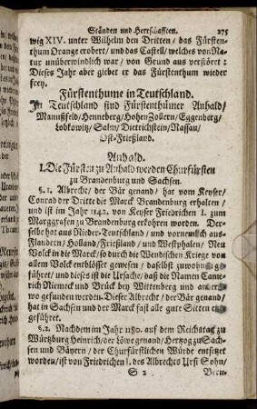 Fürstenthume in Teutschland.