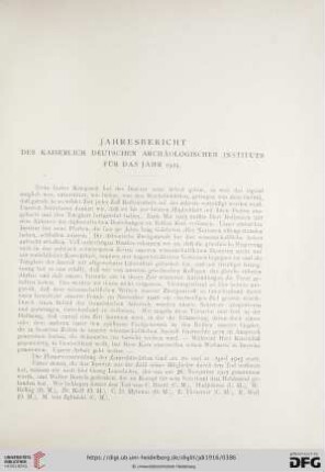Jahresbericht des Kaiserlich Deutschen Archäologischen Instituts für das Jahr 1915