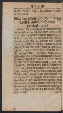 Was vor Mittel brauchet aber der Teuffel/ gestohlne Sachen zu offenbahren?