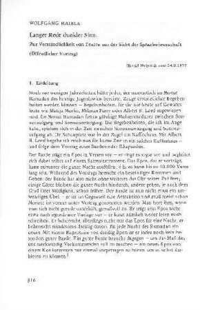 Langer Rede dunkler Sinn : Zur Verständlichkeit von Texten aus der Sicht der Sprachwissenschaft
