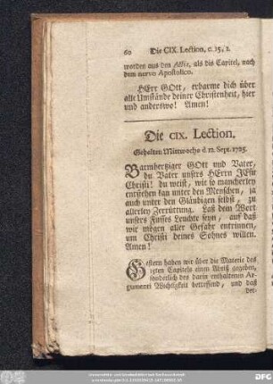 Die CIX. Lection. Gehalten Mittwochs d. 12. Sept. 1725.