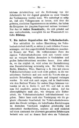 V. Die äußere Organisation der Volkshochschule.