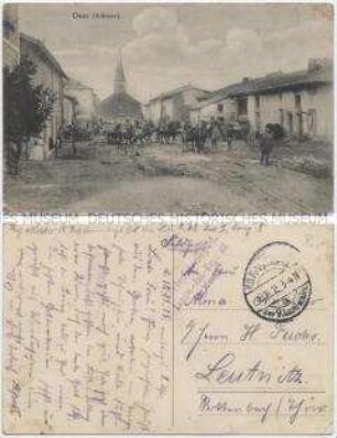 Soldaten des Landwehr-Infanterie-Regiments 83 auf der Straße von Daux (Ardennes)